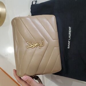 ysl Saint Laurent Loulou Toy Quilted Crossbody Color: dark beige leather/gold